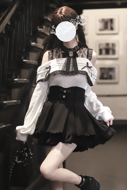 リボンニットオフショル＋マーメイドスカート＋ショートスカート＋リボン