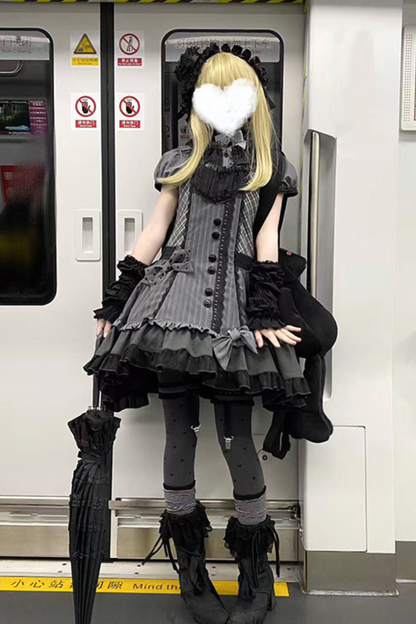 Striped Skirt + Leg Ring + Shirt