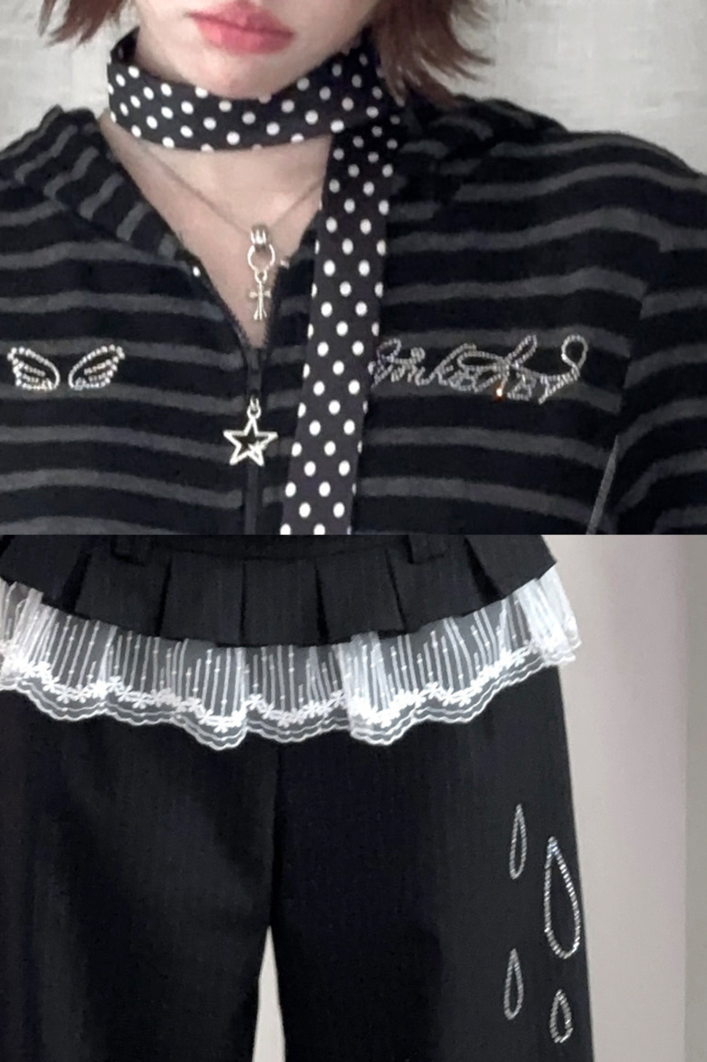 Rhinestone Striped Hoodie + Wide Pants