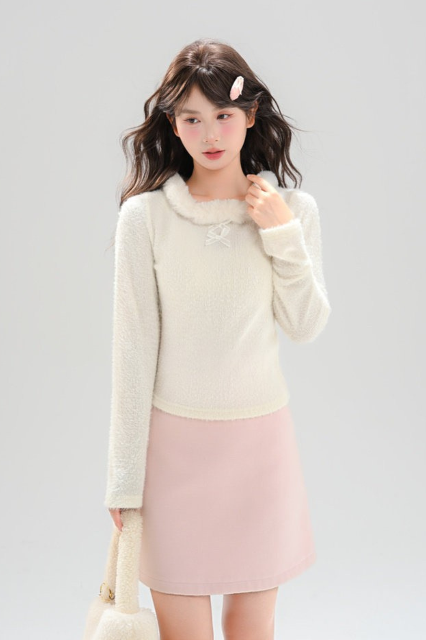 スイートリボンファーニットトップス