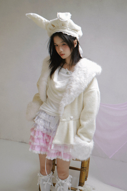 ピンクグラデーションレーススカート