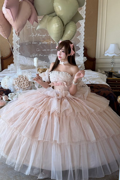 [Vorbestellung bis 30. März]Reines, süßes Hochzeitskleid + Ärmel + Schal