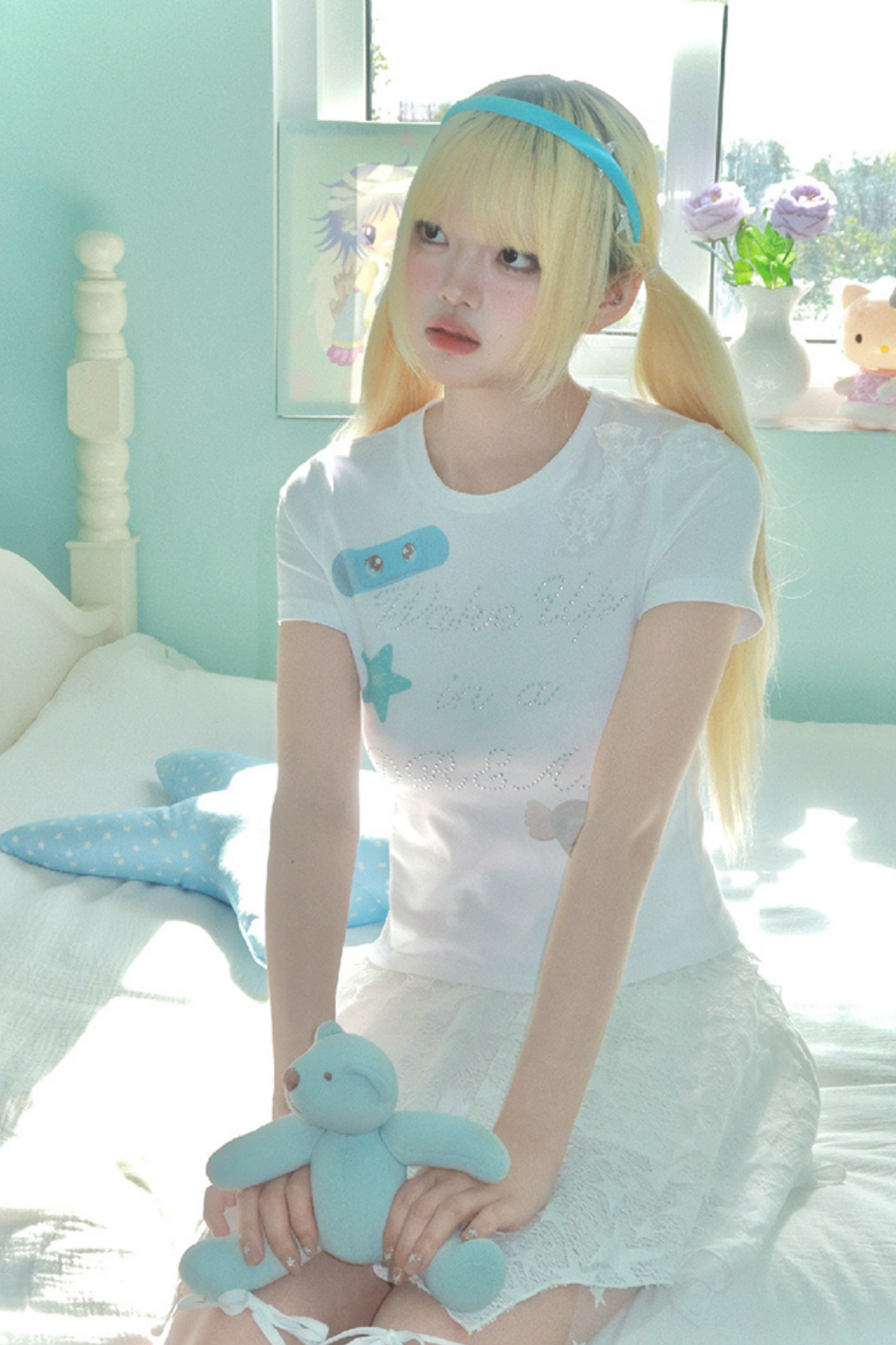 ショルダースリムドリームガールY2KTシャツ