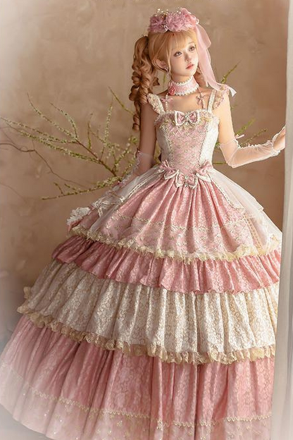 Anniversary Flower Fantasy Gorgeous Lolita Dress Full Set