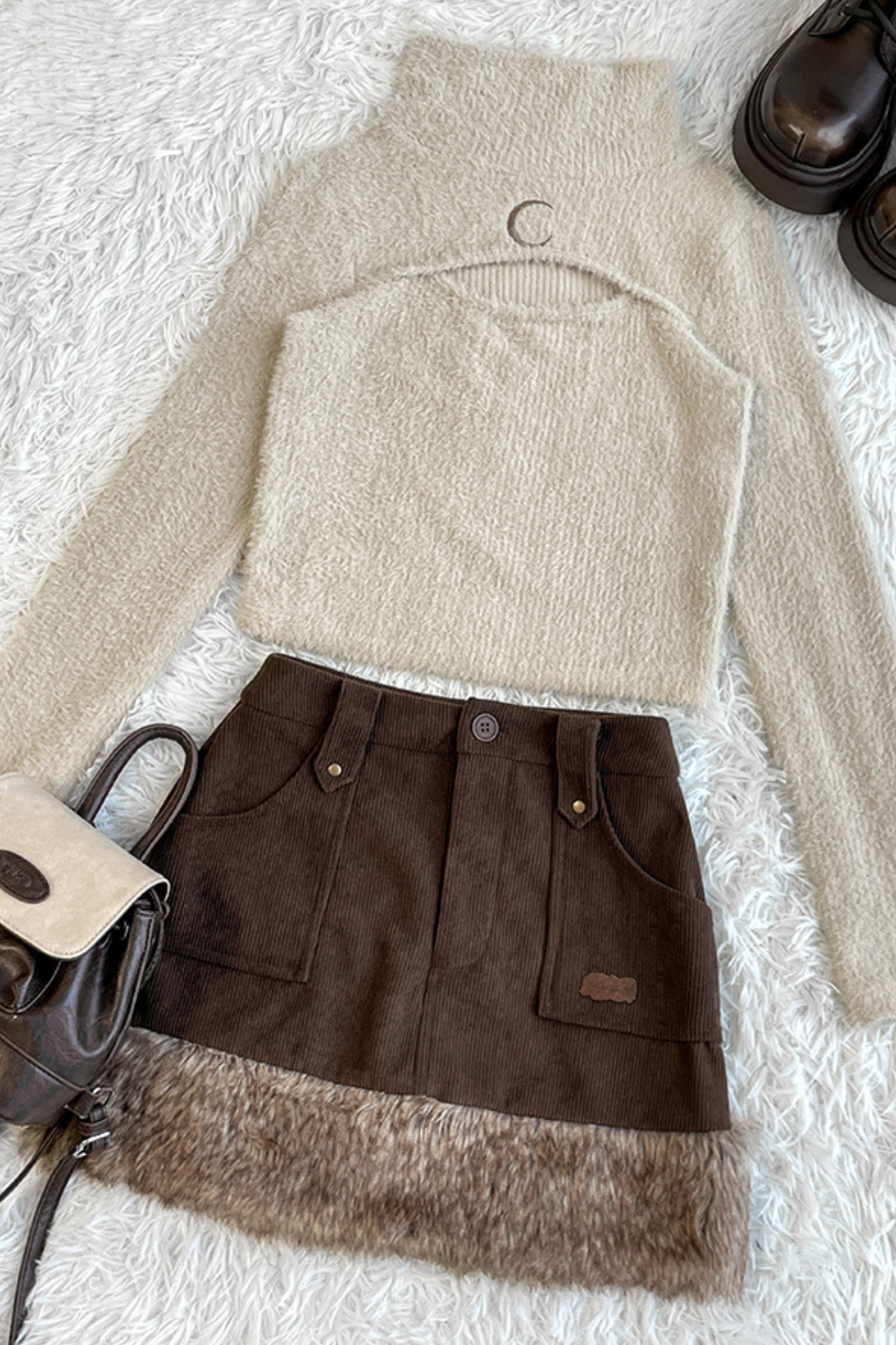 イミテーションミンクスリムニット