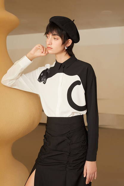 ヒョウ柄スリムフィットシャツ