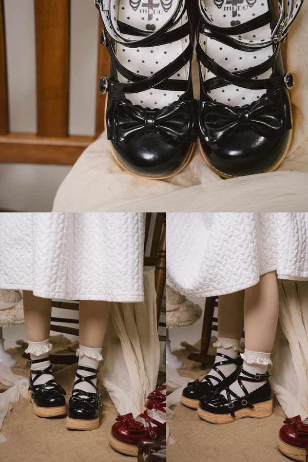 リボンフラットロリータシューズ