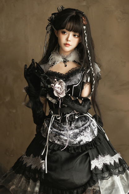 Dark Knight Rose Gothic Dark Cross Elegant Crachely Love Lolita Dress