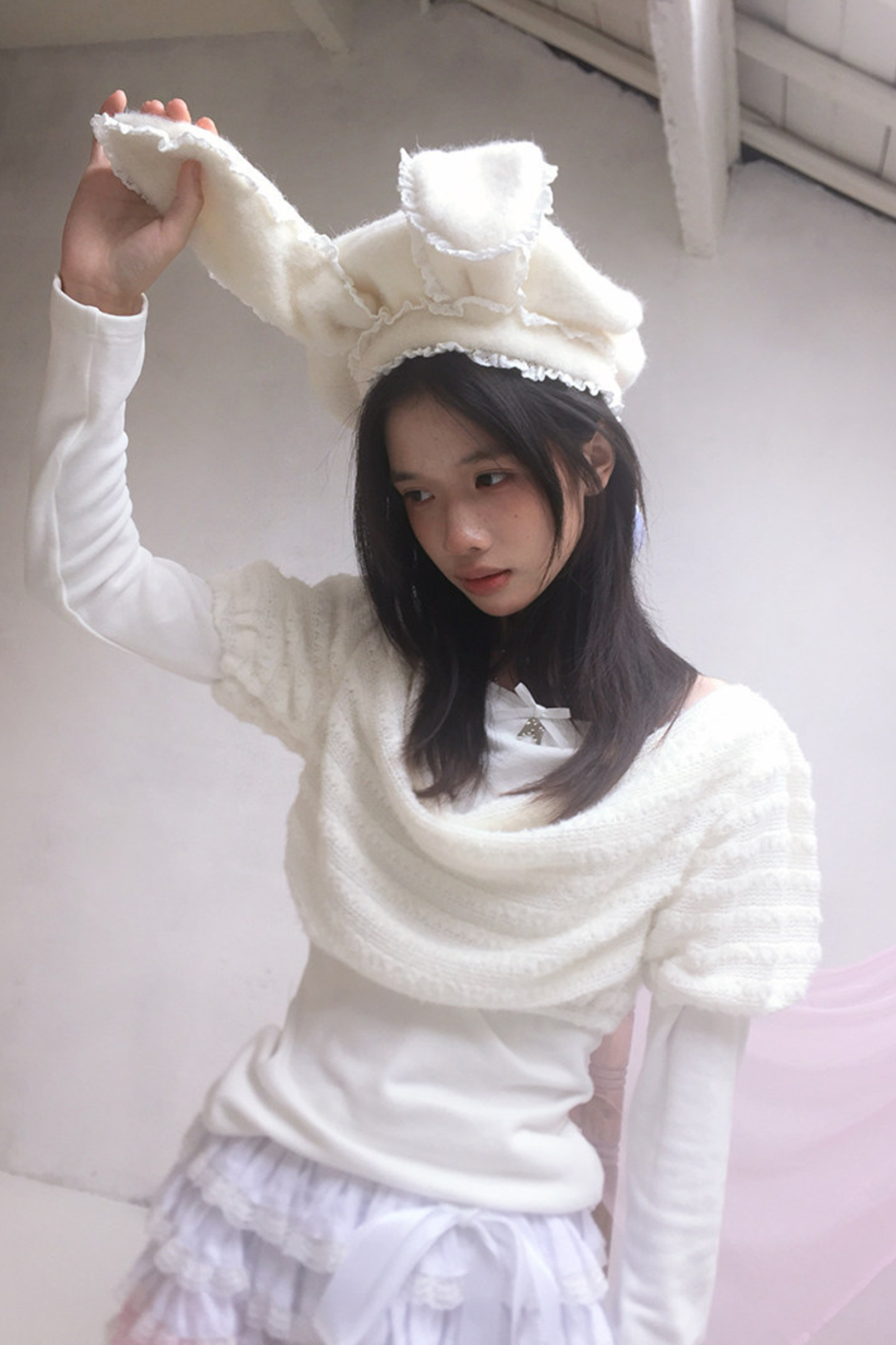 Draped Collar Knitted Top