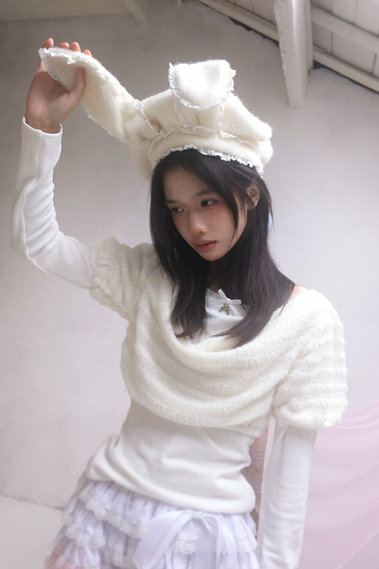 Draped Collar Knitted Top