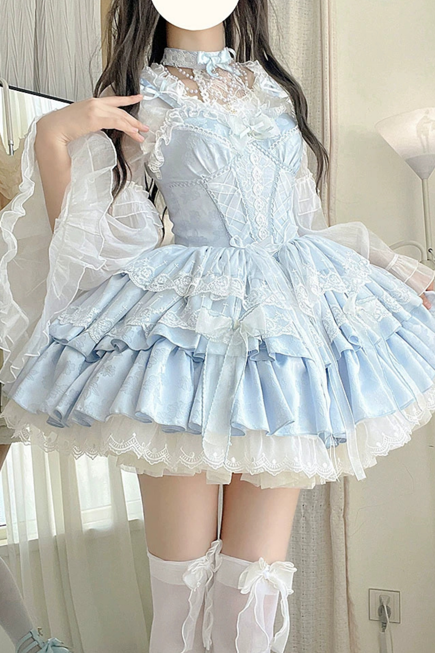 ポリールーバレエフランネルレースリボンロリータドレス