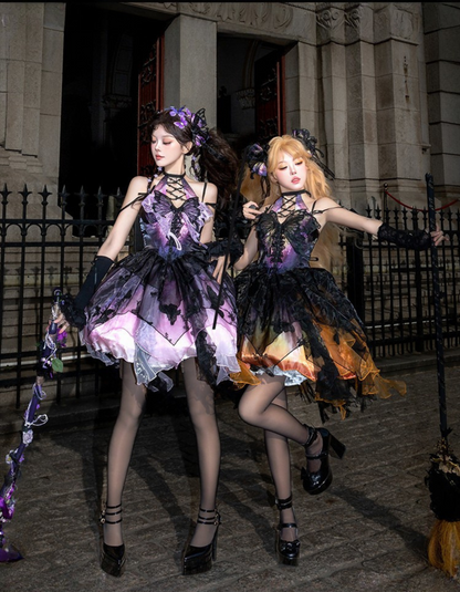 【12月16日予約締切】withered leaf butterfly1.0ゴシックホルターネックバタフライアシメチュールドレス