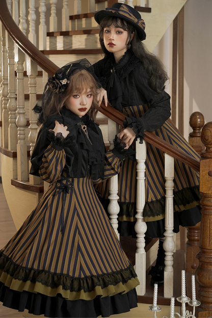 Retro Striped Elegant Gothic Lolita Dress