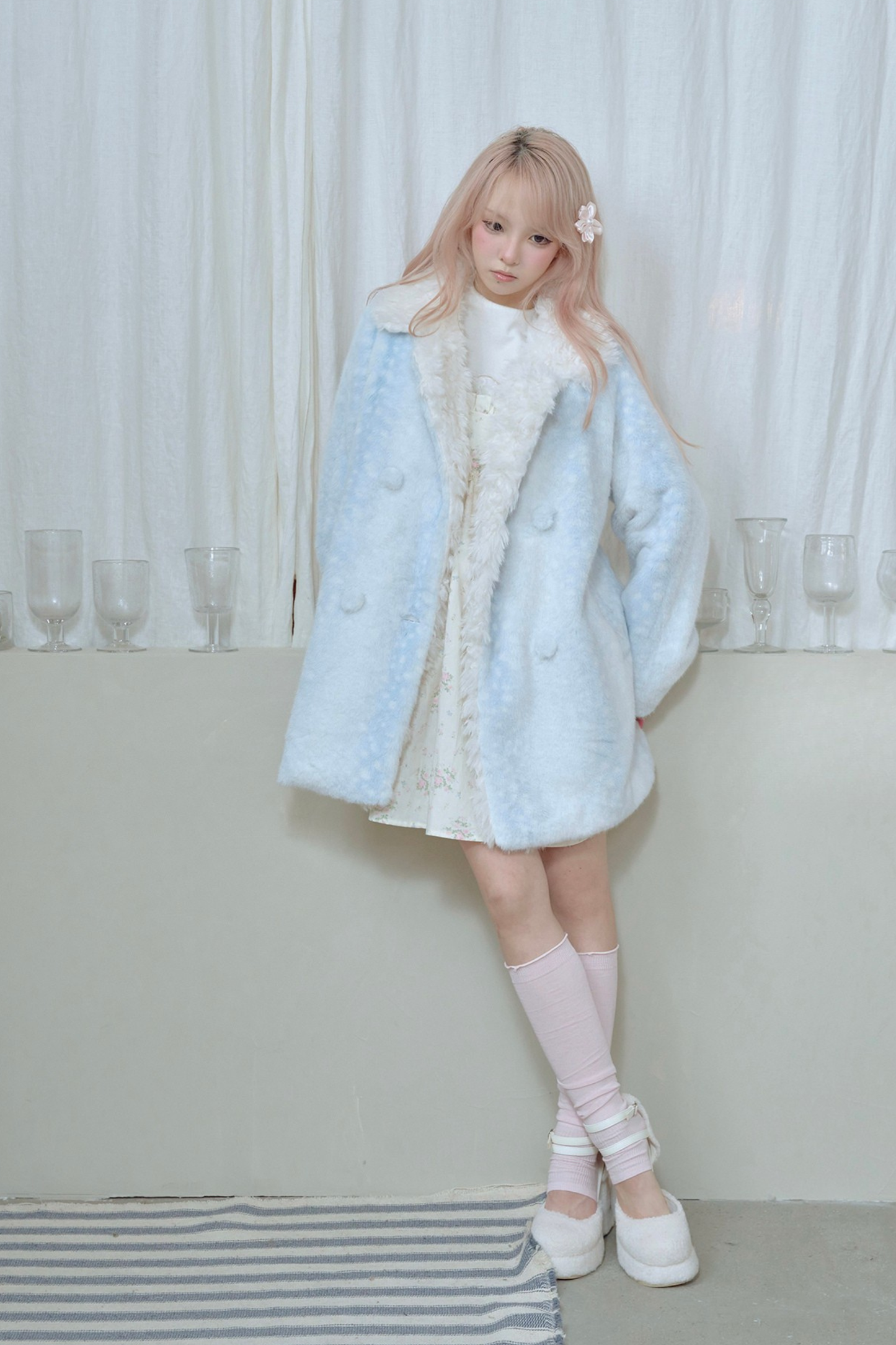 Gradient Rabbit Fur Coat