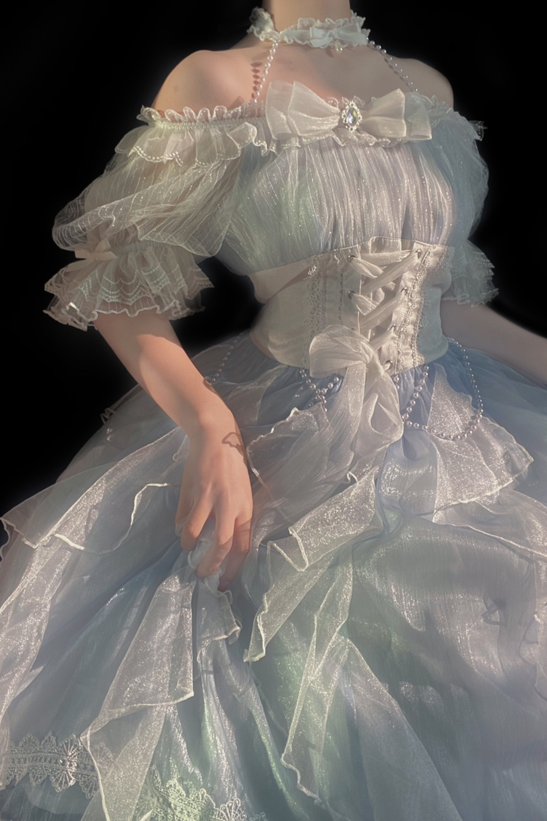 mermaid lolita dress Light Blue Fairycore Mermaid Lolita Dress Set