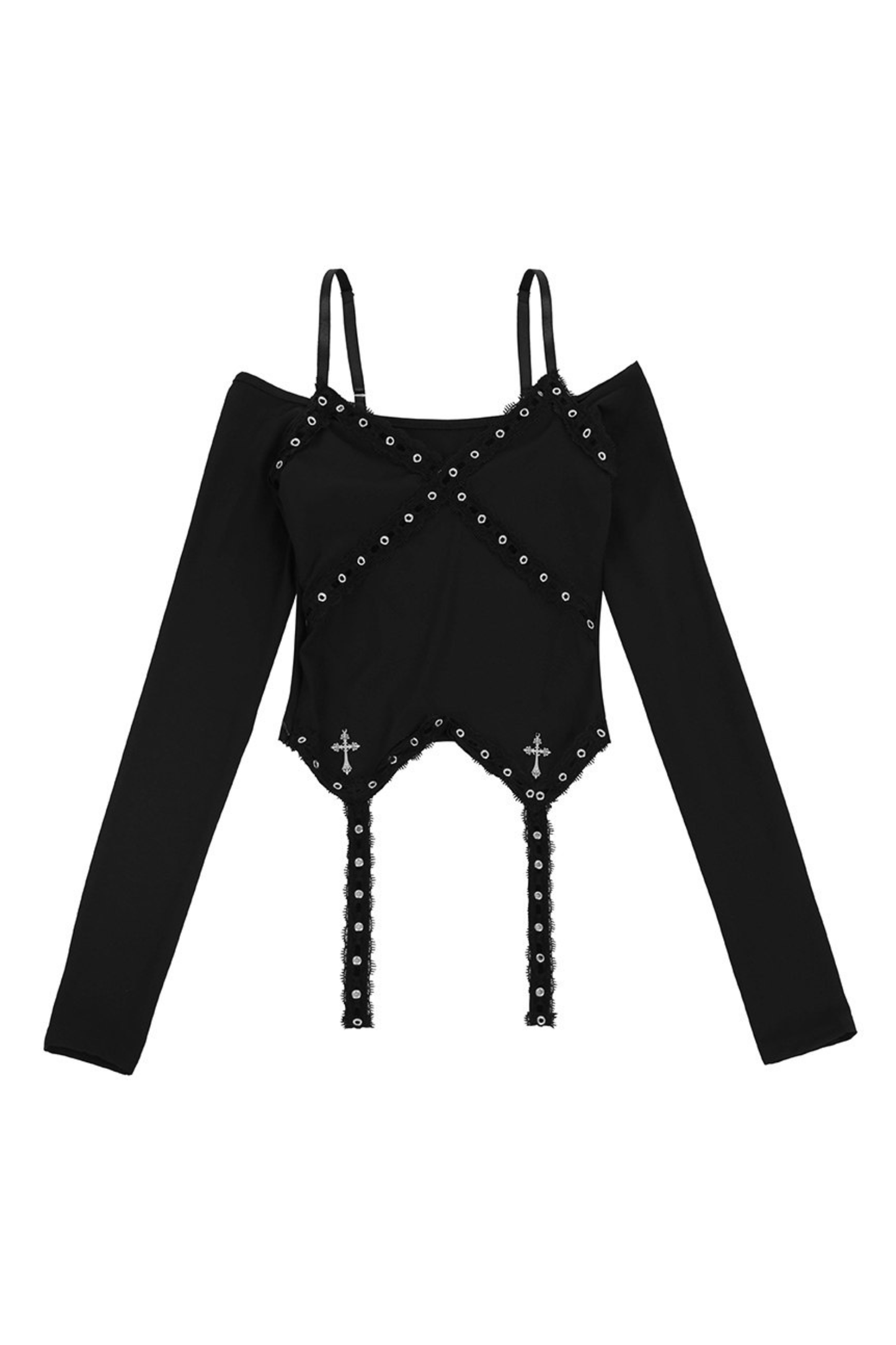 レーストリムオフショルダートップス