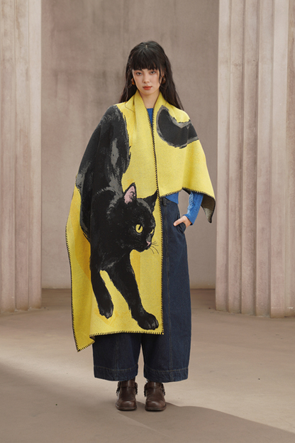 黒猫ビッグニットマフラー