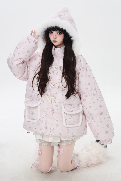 スノーフレークラビットフードジャケット