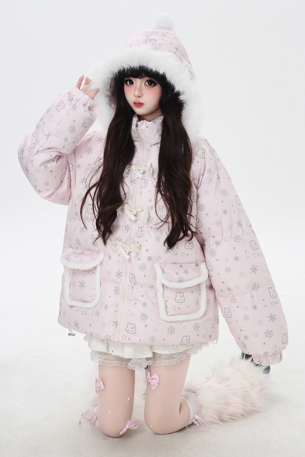 スノーフレークラビットフードジャケット