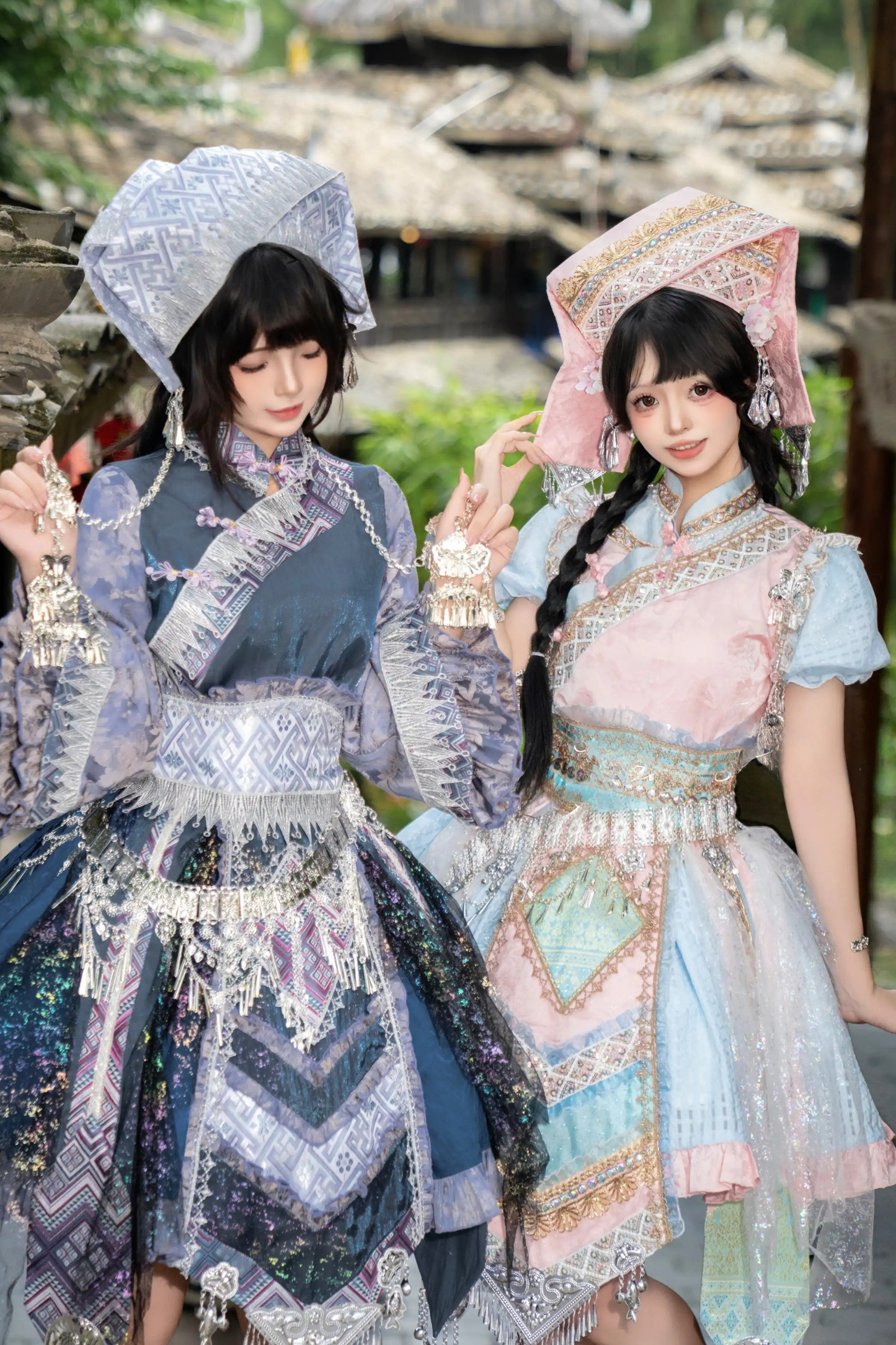 【12月16日予約締切】エスニックロリータツインコーデパフスリーブドレスセット＋ベルスリーブドレスセット