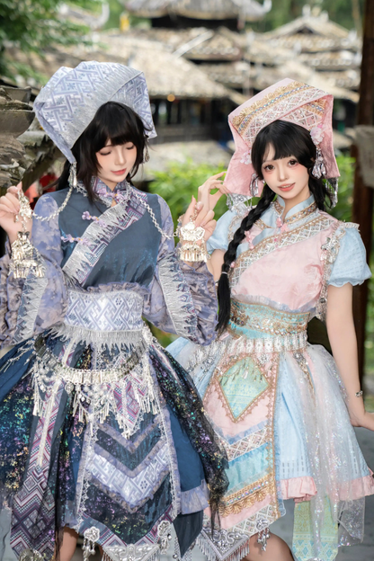 【12月16日予約締切】エスニックロリータツインコーデパフスリーブドレスセット＋ベルスリーブドレスセット