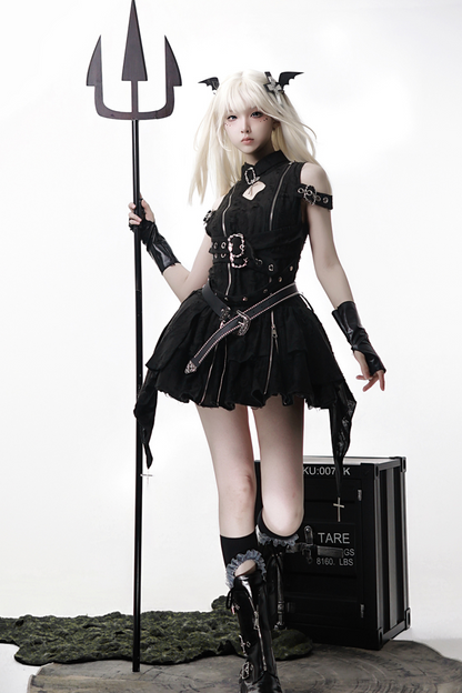 [Reservations] Dark Gothic Style Sleeveless Dress + Belt