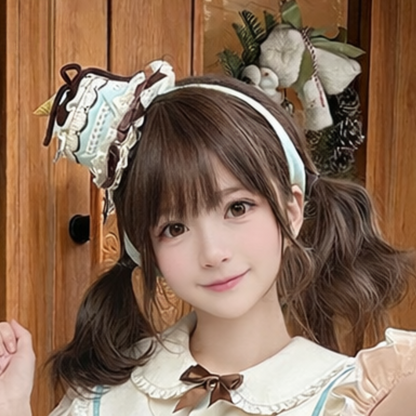 【Pre-order item】Chocolate Mint Sailor Collar Girly Maid Dress + Cake Hat