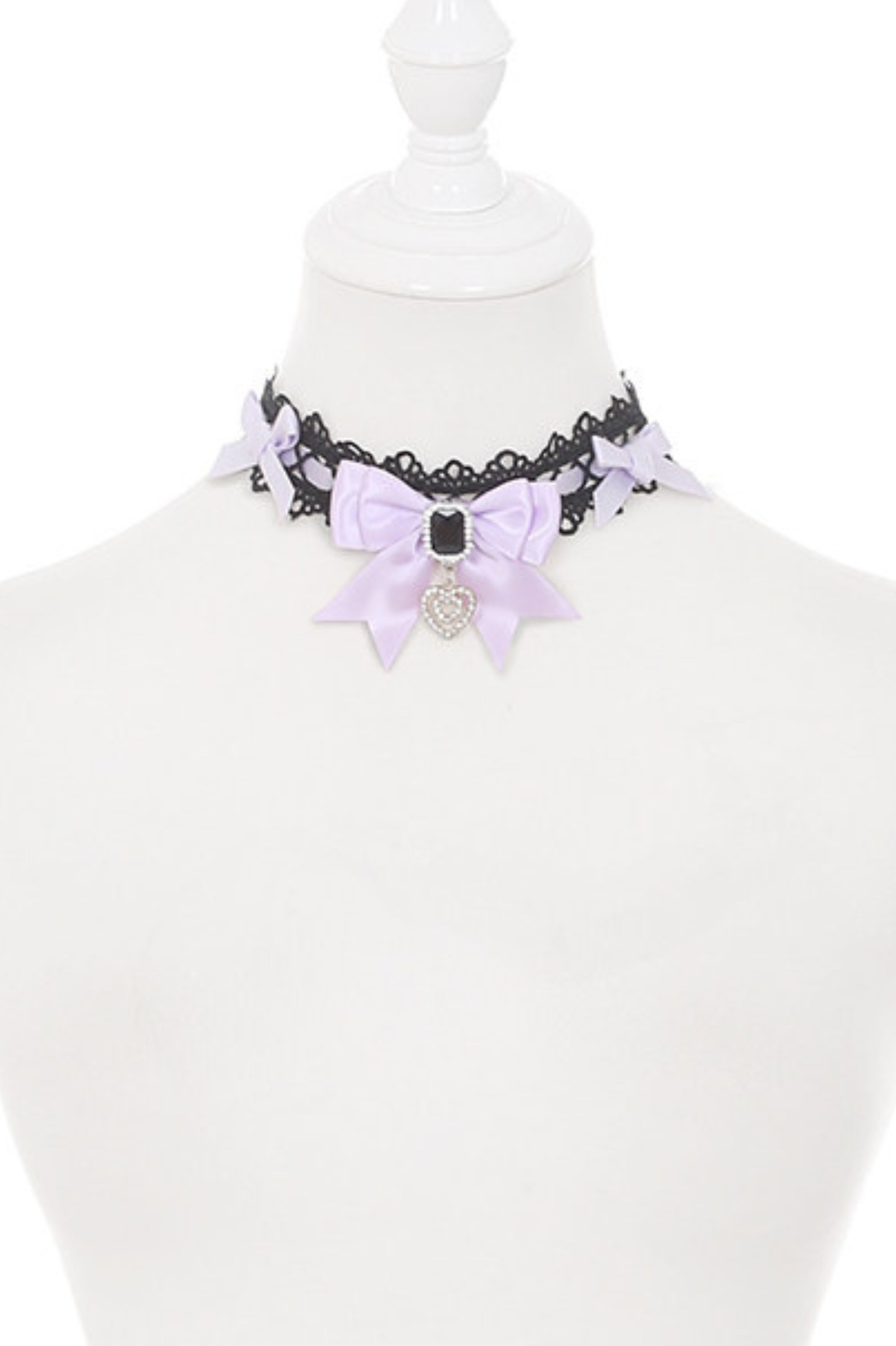 Lila Spitzen-Herz-Kleid + Schleifen-Klammer + Halskette