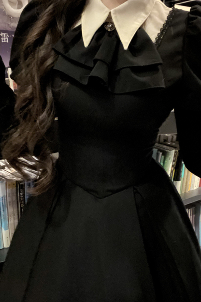 Gothic Lolita Fishbone Waist Slimming Dress + Shirt + Long Skirt