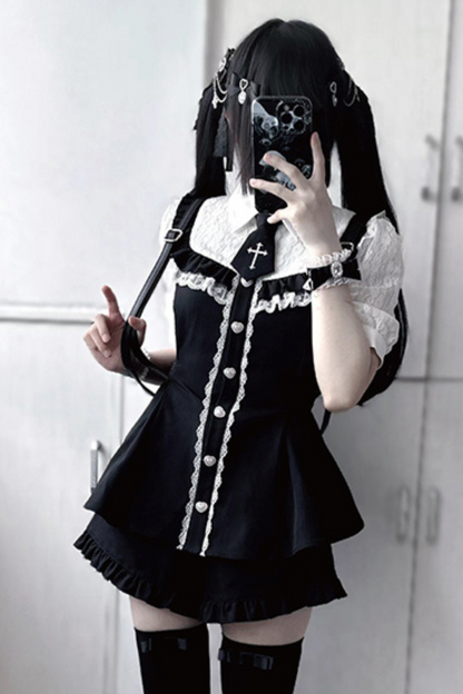 Heart Mine Mass Production Lace Doll Dress + Shorts + Tie