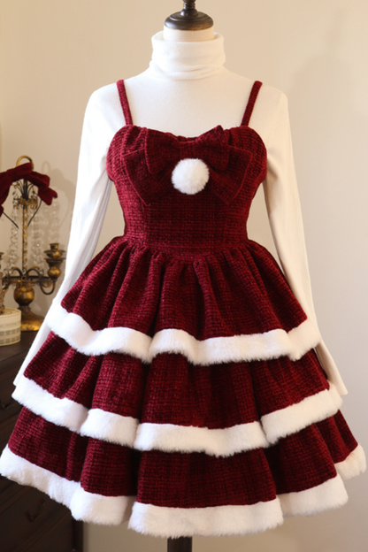 Sweet Carol Fur Suspender Dress + Cape + Top + Pannier + Hair Accessory