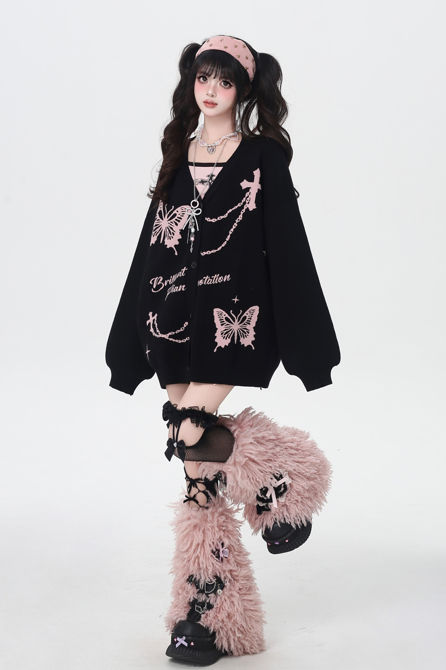 バタフライルーズデザインセーターカーディガン