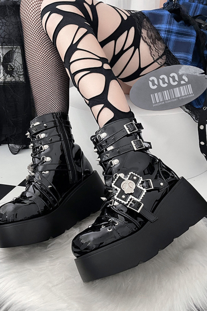 パンクキャットスモールスカルブーツ