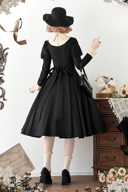 [Reservation deadline on November 22] Dark Elegant Classical Ribbon Long Dress