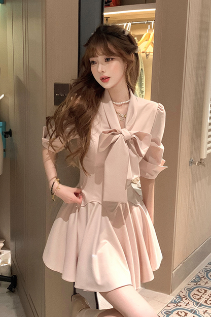 Slim Waist Ribbon Mermaid Shirt Dress