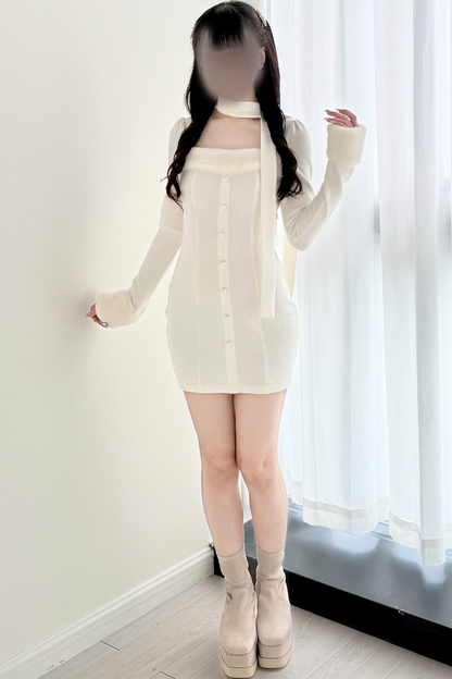 Point Boa Design Tight Dress