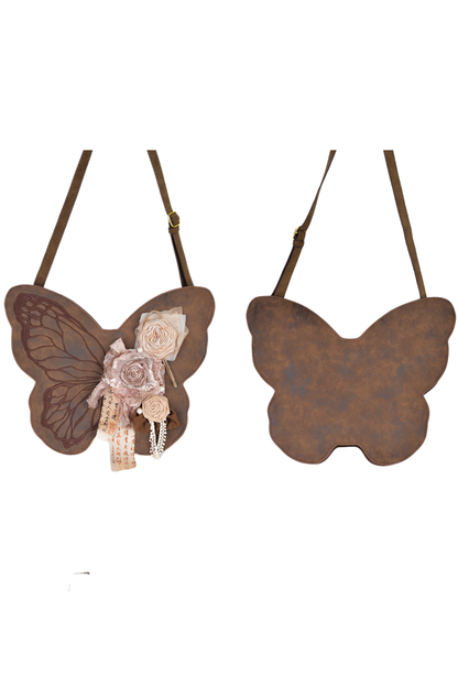 レトロブラウンバタフライワンショルダーバッグ