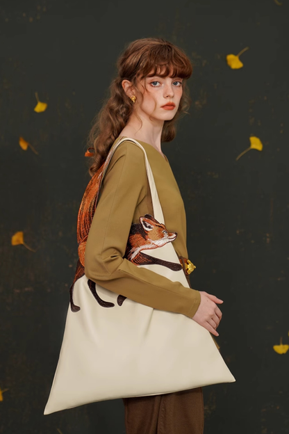 キツネショルダーキャンバスバッグ