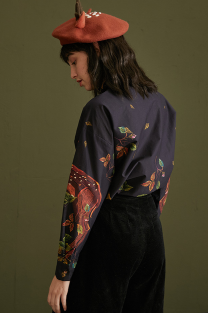 Elegant Fawn Print Shirt