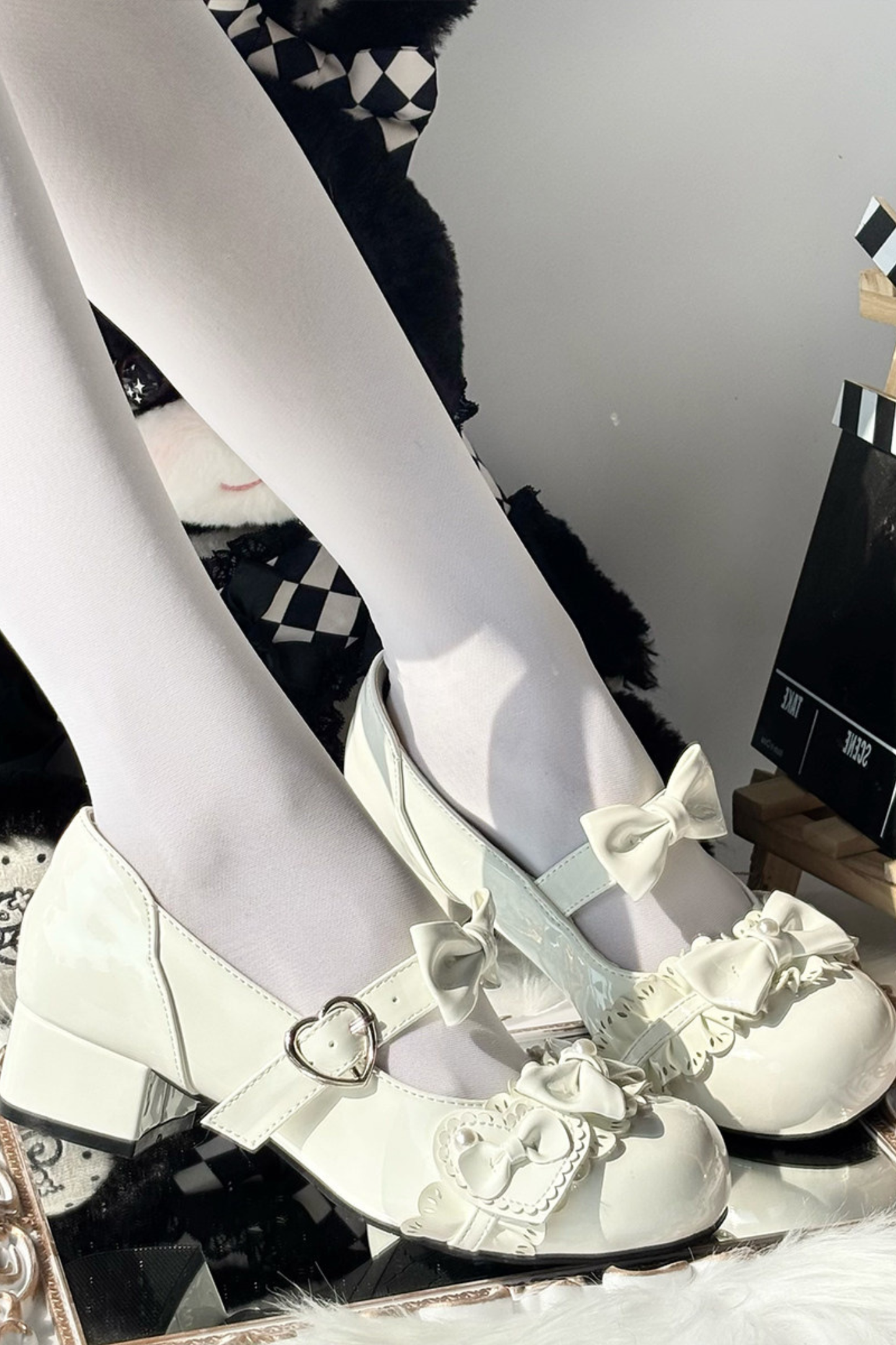 リボンムースケーキラウンドトゥロリータシューズ