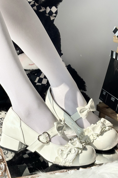 リボンムースケーキラウンドトゥロリータシューズ