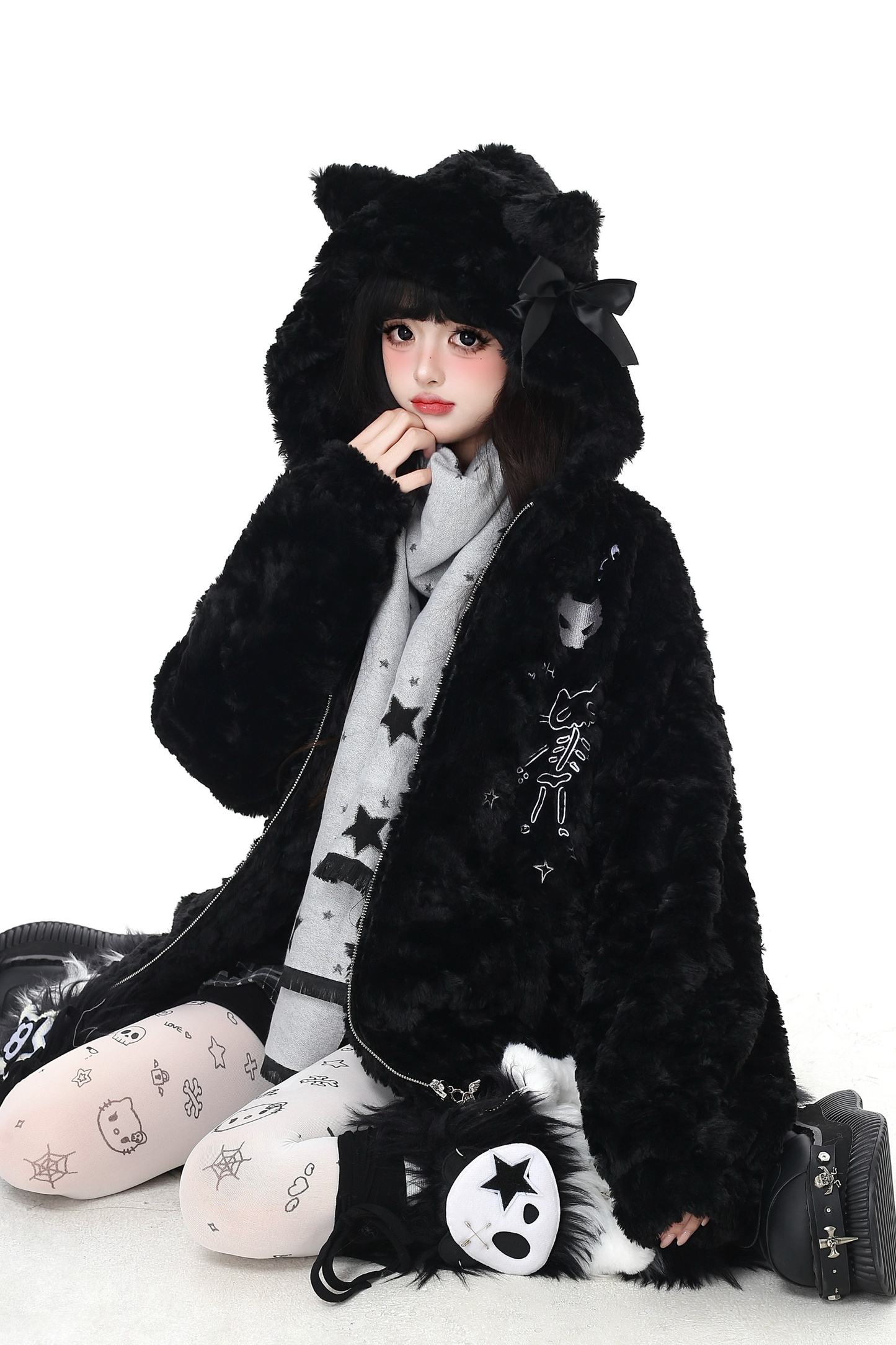 リボンキャットフードファージャケット