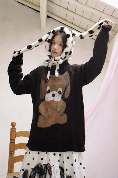 ポルカドットラムウールハット