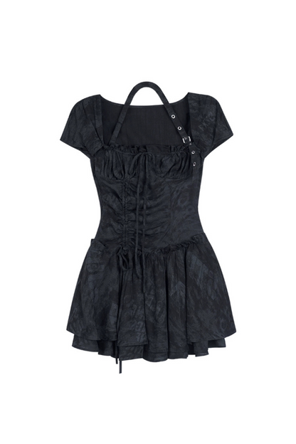 Via Peplum Neck Dress