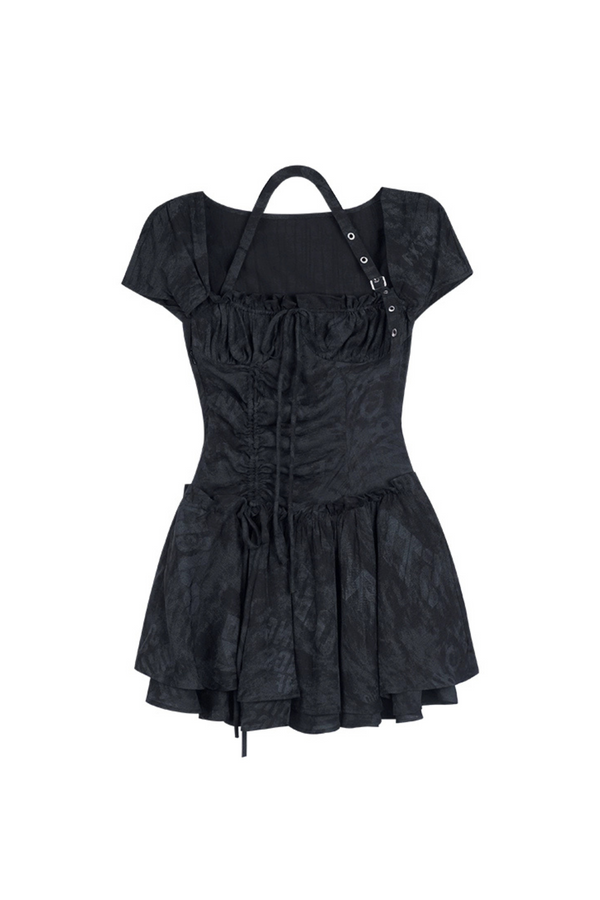 Via Peplum Neck Dress