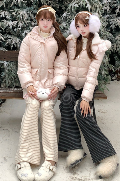 ファーフードダウンジャケット