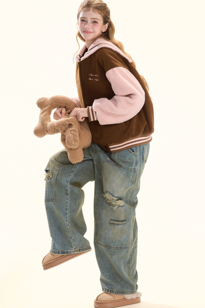 ウォッシュレトロデザインデニムパンツ