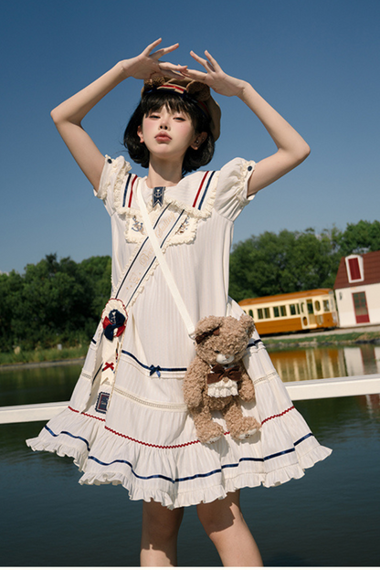 [Reservation Item] Marine Bear Design Doll Lolita Dress + Tie Top