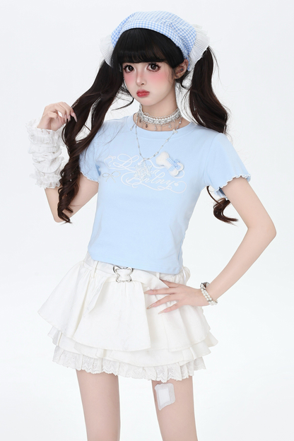 レターリボンスリムピチTシャツ