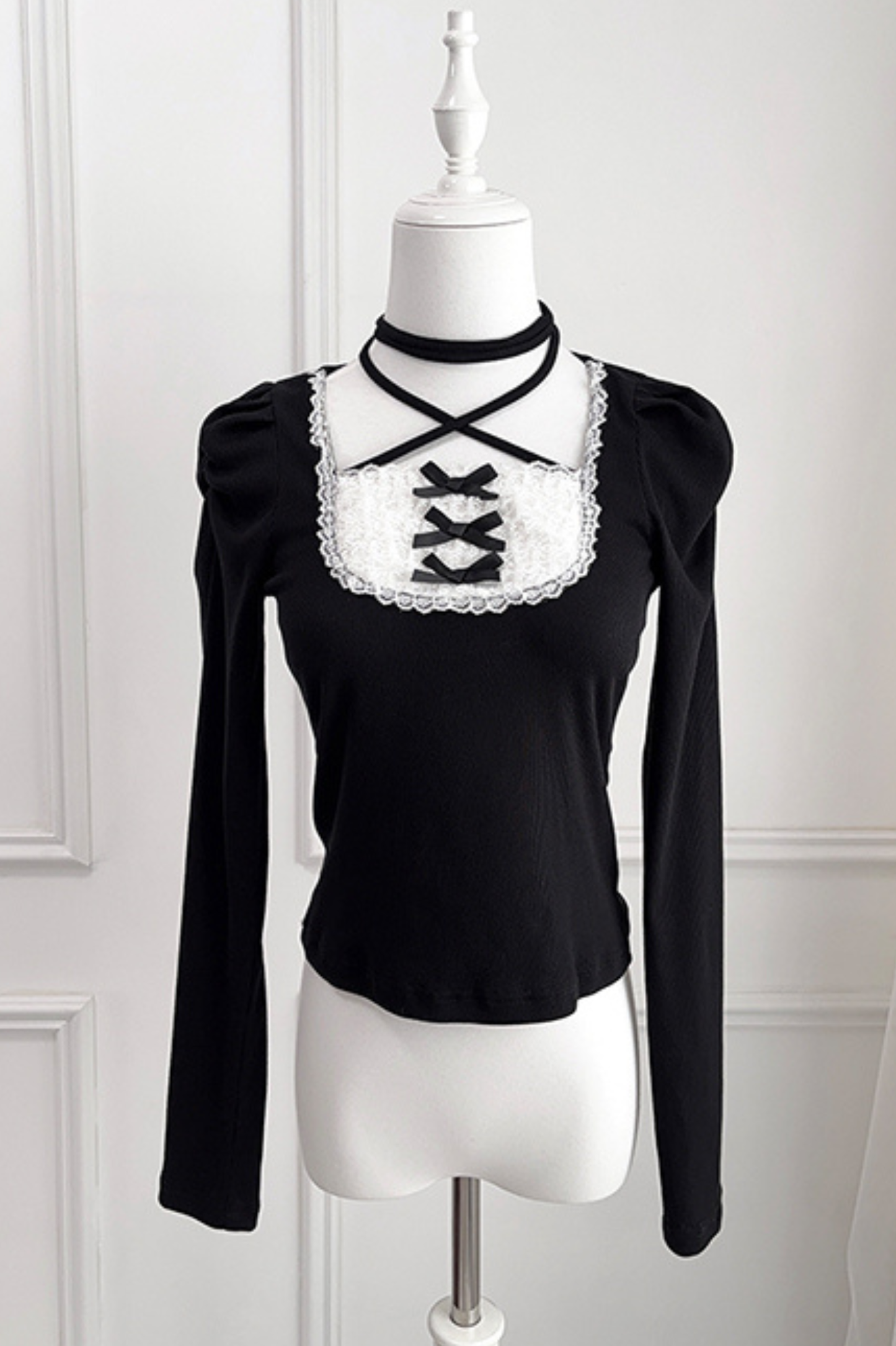 Ribbon Strap Knit Top
